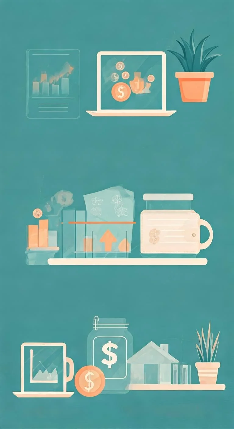 Symbols representing different asset classes such as stocks and real estate