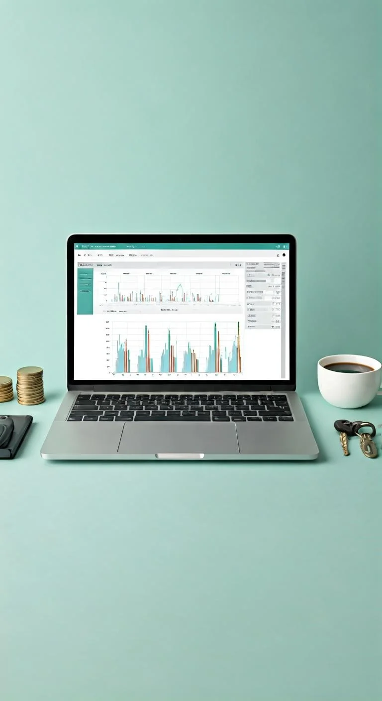 Advanced financial software analyzing stock market graphs on a computer screen