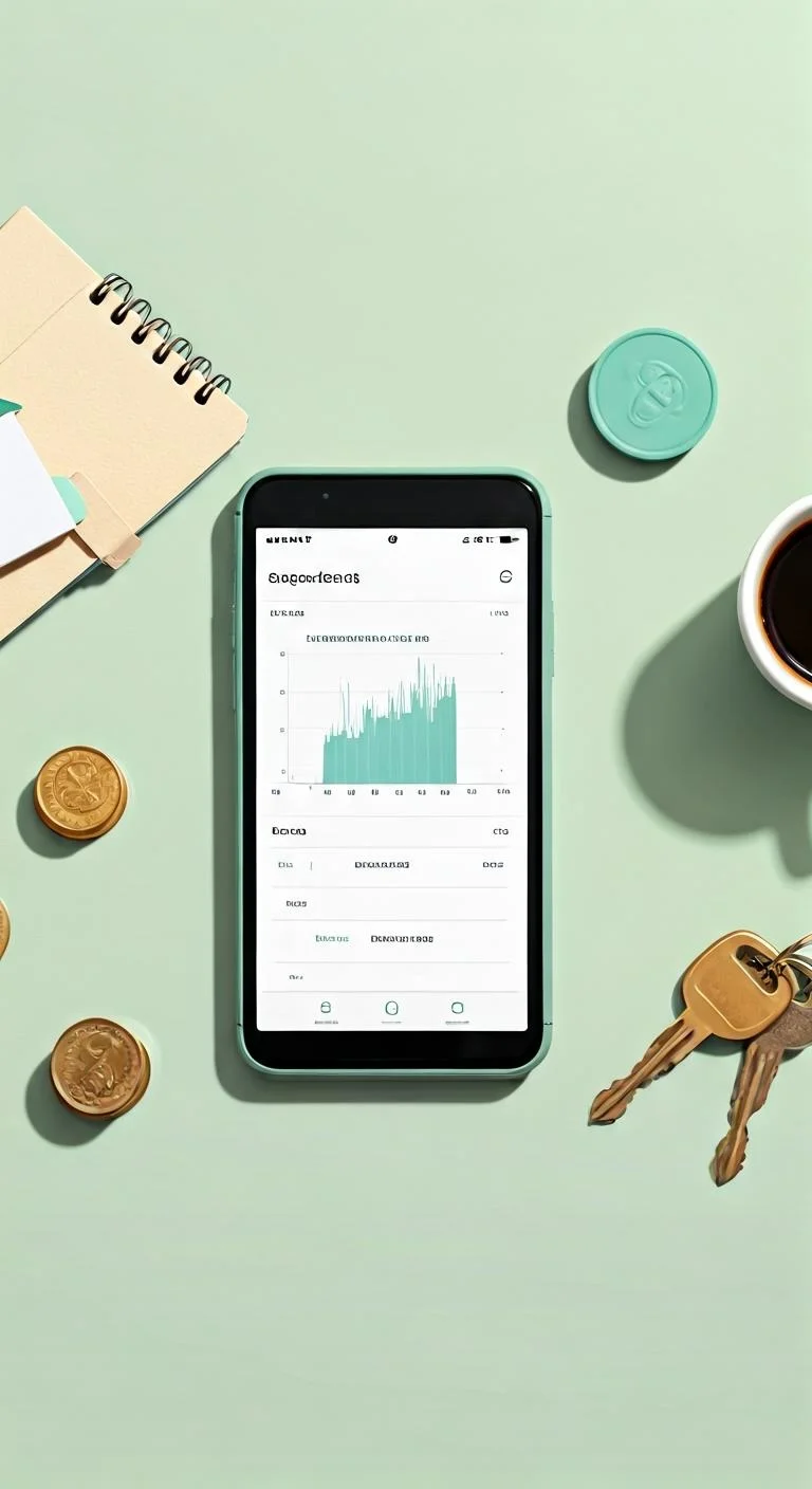 A smartphone screen showing an expense tracking app with categorized transactions