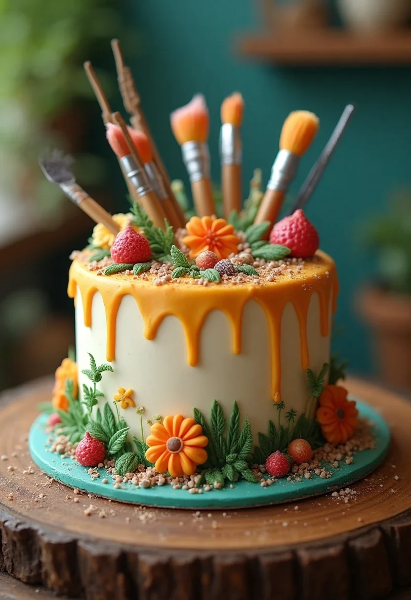 Hobby-inspired cake with edible decorations