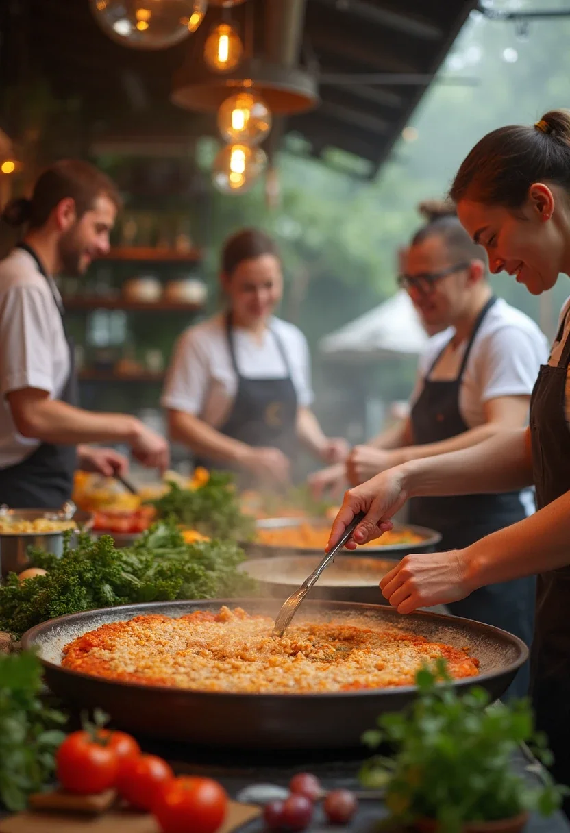 Participants enjoying a cooking class experience.