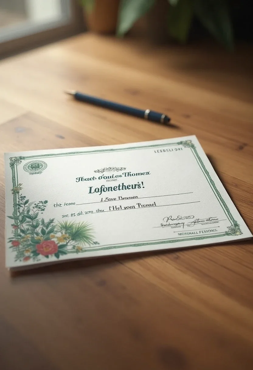 Certificate of donation to a charity.
