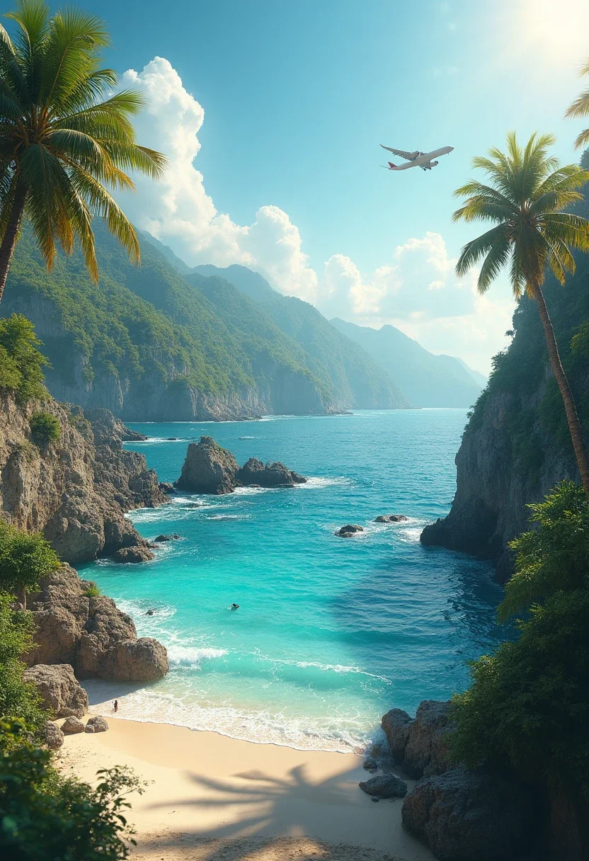 Travel vouchers with a scenic tourist destination.