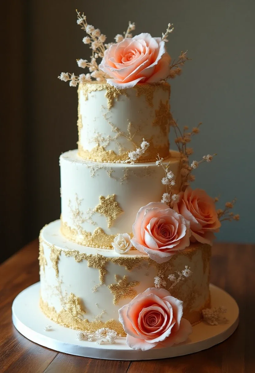 1. Classic Gold and White Elegance