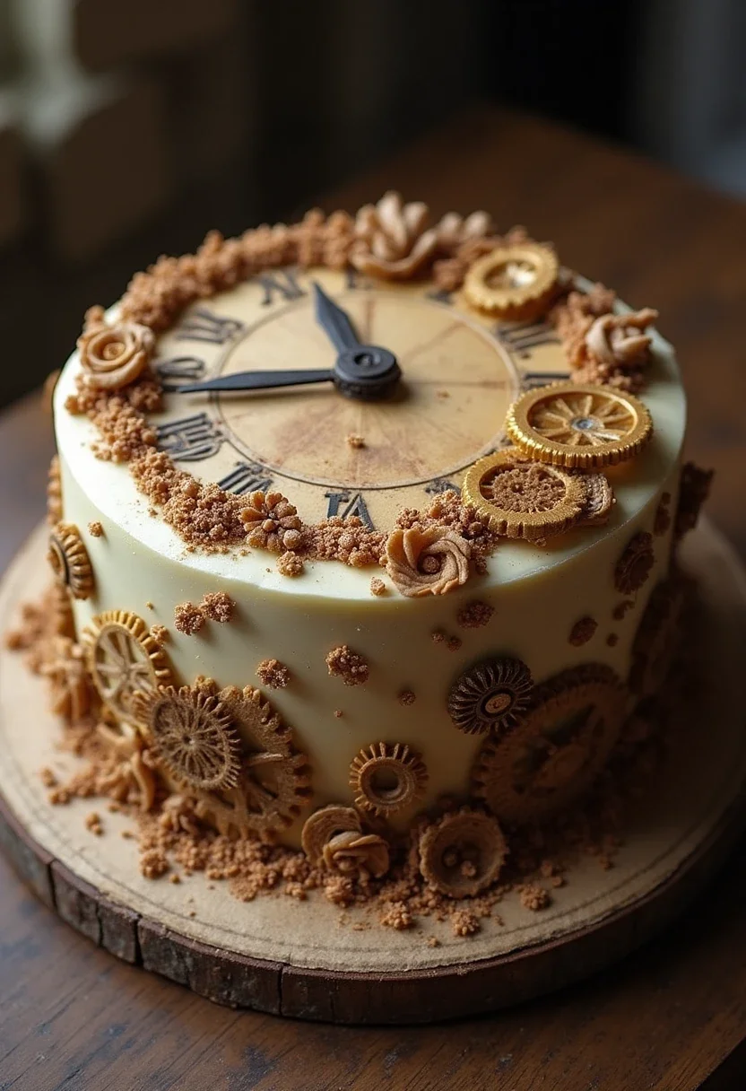 4. Vintage Clock Cake to Celebrate Time