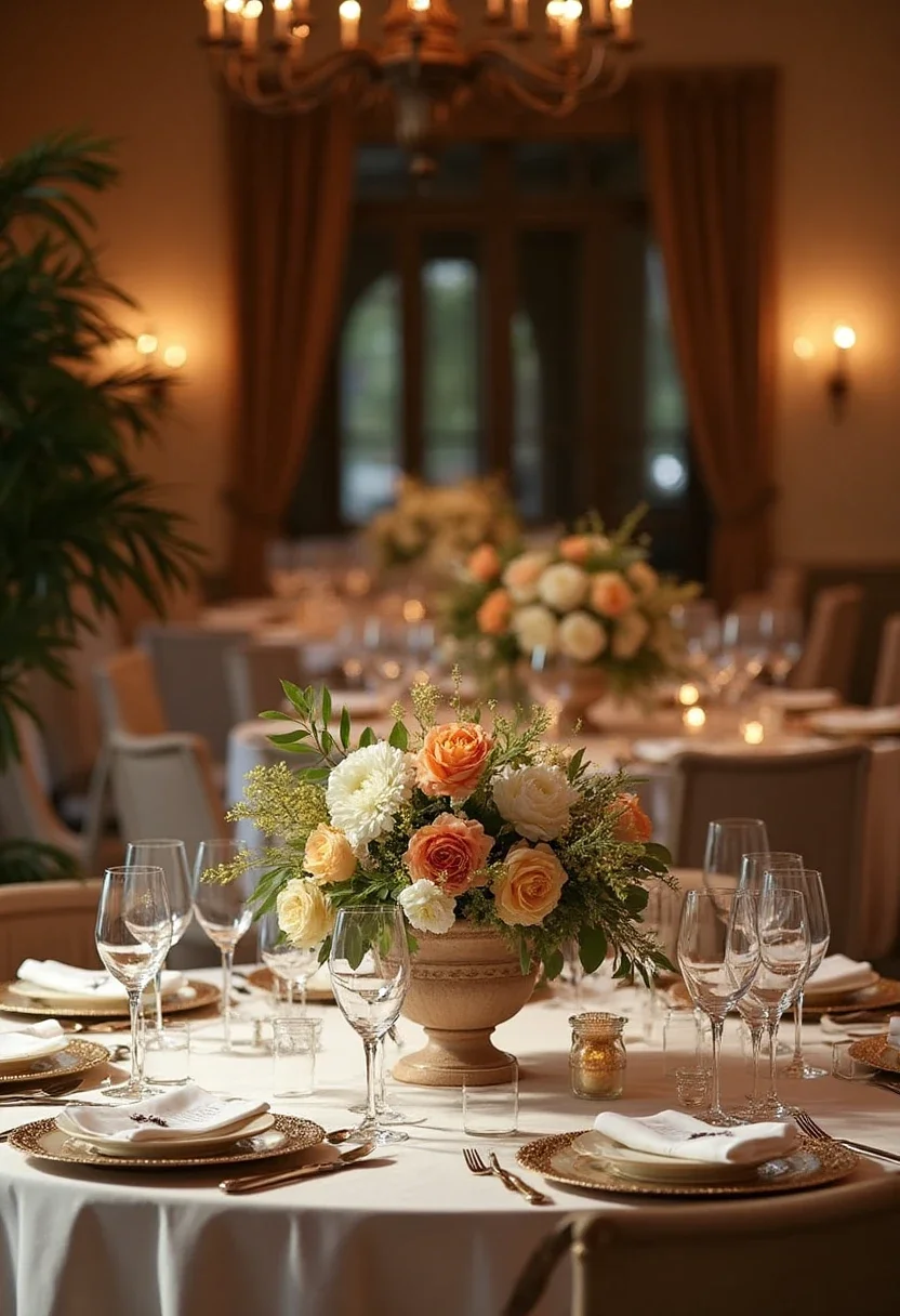 Formal dinner setting with elegant tableware.