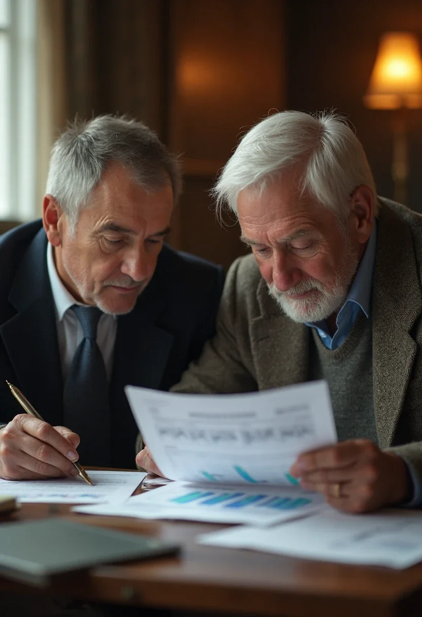 Financial advisor reviewing investment portfolios.